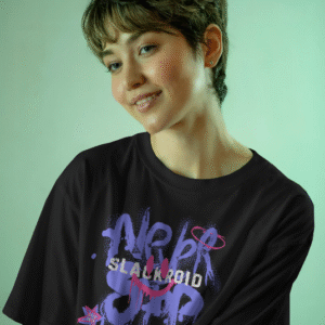 Slackroid "Never Stop" Unisex Oversized Graphic T-Shirt - Black