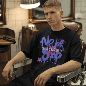 Slackroid "Never Stop" Unisex Oversized Graphic T-Shirt - Black