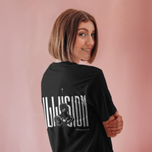 ILLUSION Oversized Unisex Graphic T-Shirt – Black by Slackroid