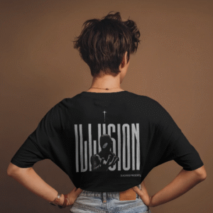 ILLUSION Oversized Unisex Graphic T-Shirt – Black by Slackroid