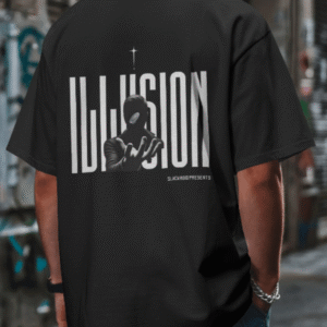 ILLUSION Oversized Unisex Graphic T-Shirt – Black by Slackroid