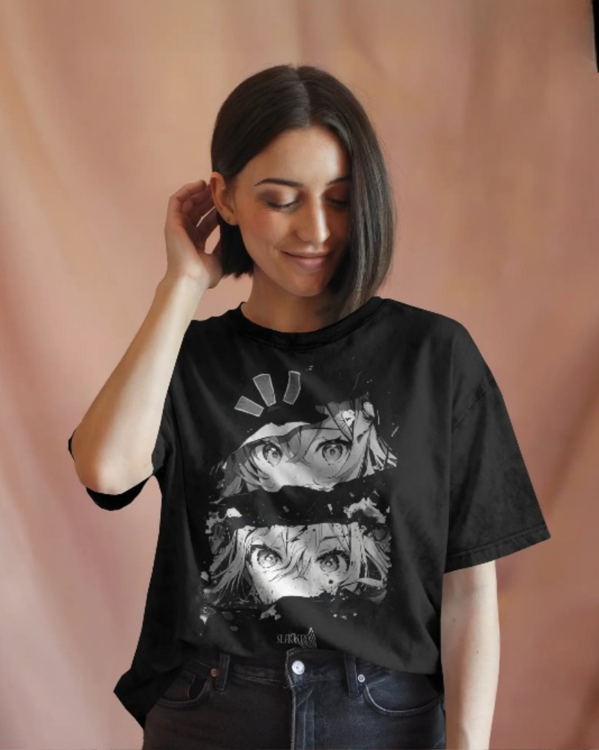 Slackroid Slackroid Marketplace Slackroid Anime Eyes Unisex T-Shirt – Black