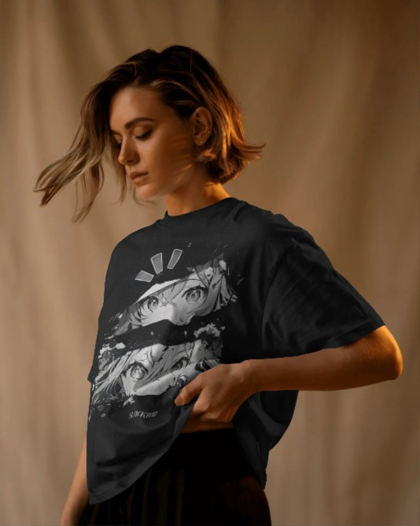 Slackroid Slackroid Marketplace Slackroid Anime Eyes Unisex T-Shirt – Black