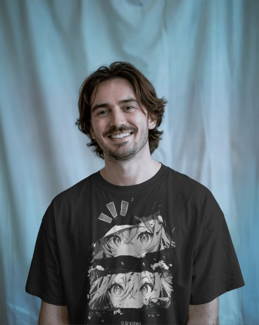 Slackroid Slackroid Marketplace Slackroid Anime Eyes Unisex T-Shirt – Black