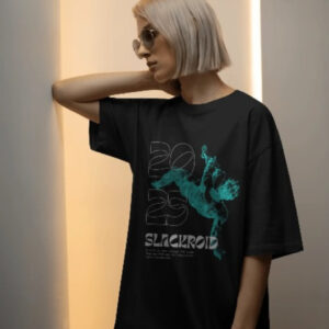 Slackroid Unisex Oversized T-Shirt - 2025 Dance Motion Graphic Print (Black)