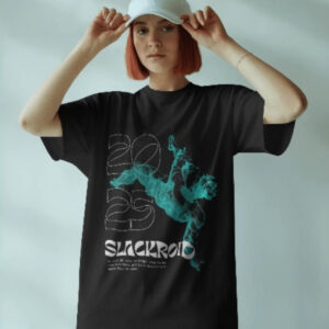 Slackroid Unisex Oversized T-Shirt - 2025 Dance Motion Graphic Print (Black)