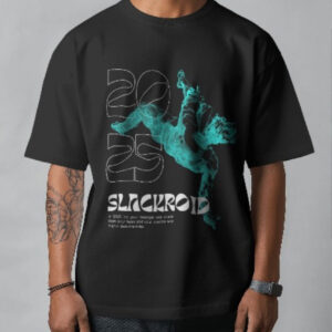 Slackroid Unisex Oversized T-Shirt - 2025 Dance Motion Graphic Print (Black)