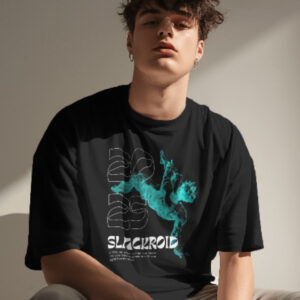 Slackroid Unisex Oversized T-Shirt - 2025 Dance Motion Graphic Print (Black)